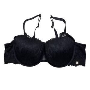 Savage X Fenty Savage Not Sorry Lightly Lined Lace Balconette Bra Black 46D